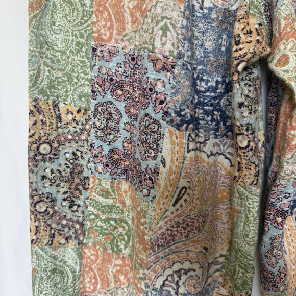 Rachel Zoe Womens Linen Resort Patchwork Wide Leg Pants Size L Prep Beach Paisle - Picture 10 of 13